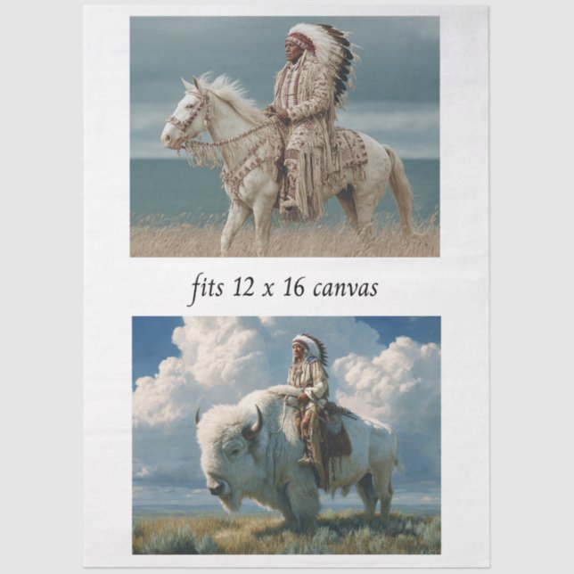 Papel De Seda Decoupage 12x16 Native American Indian Designs  (Frente )