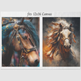 Papel De Seda Decoupage 12x16 Stallion Horse Steampunk & Western