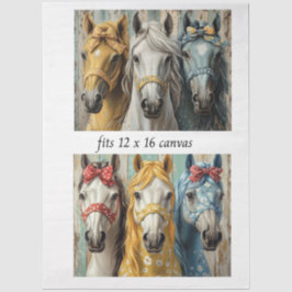 Papel De Seda Decoupage 12x16 Whimsical 3 Panel Horses 
