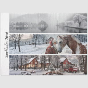 Papel De Seda Decoupage 26x6" Coleção de Inverno Desenhos de Ser