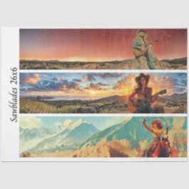 Papel De Seda Decoupage 26x6" Cowgirl Western Designs Handsaws