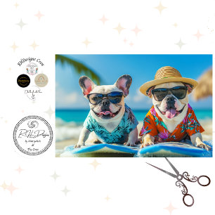 Papel De Seda Decoupage 2 Dia de Praia Bulldogs Franceses
