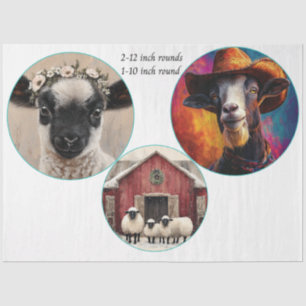 Papel De Seda Decoupage 30,5 e 25,5 cm Animais da Fazenda Redond