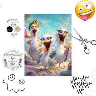 Papel De Seda Decoupage 3 Gaivotas Loucas Wackadoodles
