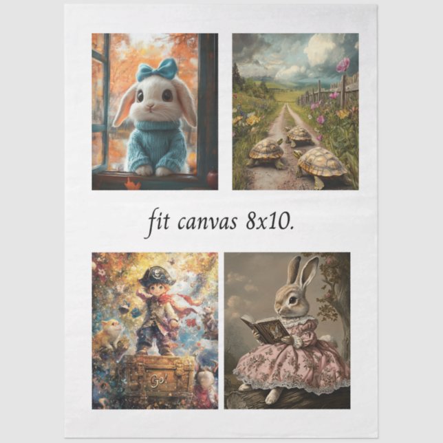 Papel De Seda Decoupage 4 Storybook Papers for 8 x 10 Canvas (Frente )