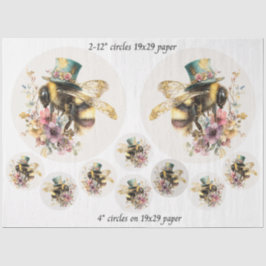 Papel De Seda Decoupage Abelha Caprichosa 12" Rodadas 4" Porta-c