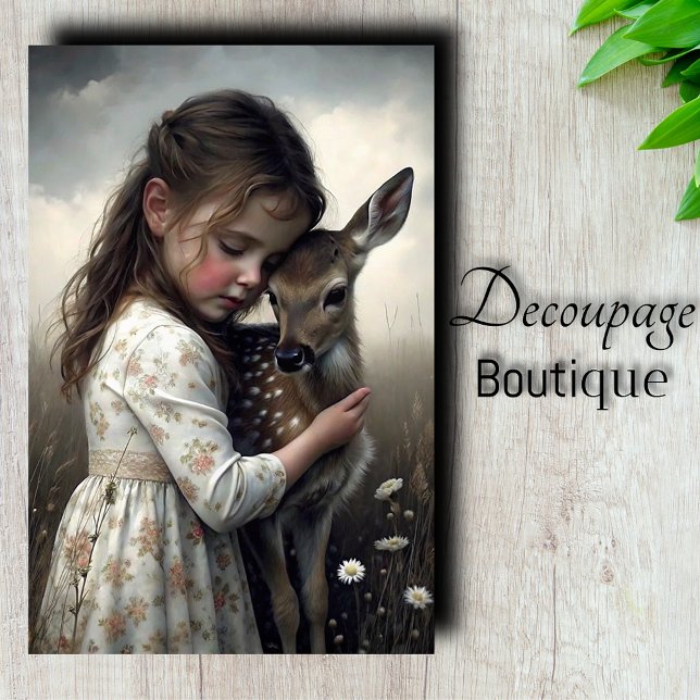 Papel De Seda Decoupage Abraço de Veado (Deer Hug Decoupage Tissue Paper)