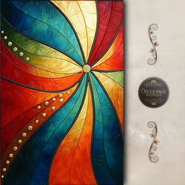 Papel De Seda Decoupage Abstrato Espiral Radiante (Radiant Spiral Abstract Decoupage Tissue Paper)