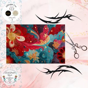 Papel De Seda Decoupage Abstrato Paisagem Cósmica Vibrante em Co