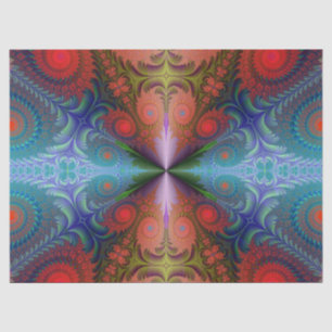 Papel De Seda Decoupage Abstrato Vermelha Azul Fractal Design
