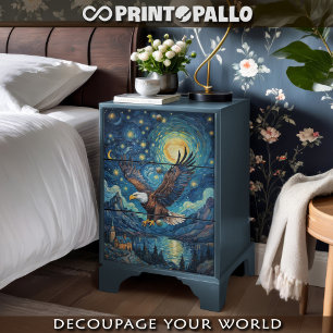 Papel De Seda Decoupage - Águia num mundo de Van Gogh -