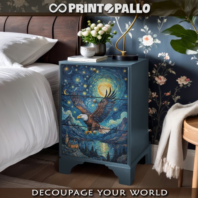 Papel De Seda Decoupage - Águia num mundo de Van Gogh -  (Criador carregado)