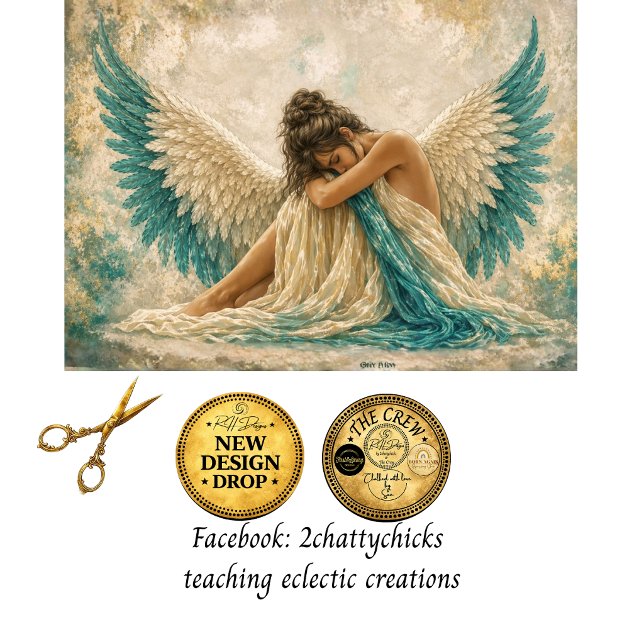 Papel De Seda Decoupage Anjo Alado Turquesa Arte Etérea (Criador carregado)