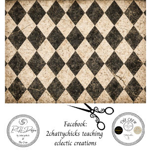 Papel De Seda Decoupage Antigo e Desgastado Harlequin Wonderland