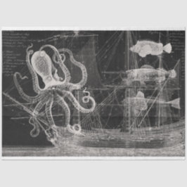 Papel De Seda Decoupage Antiquada da Vintagem do Oceano Negro e 