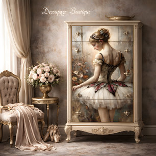 Papel De Seda Decoupage Artística Bailarina Rosa Vintage