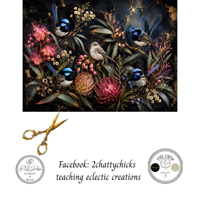 Papel De Seda Decoupage Australian Fairy Wren & Jardim (Criador carregado)
