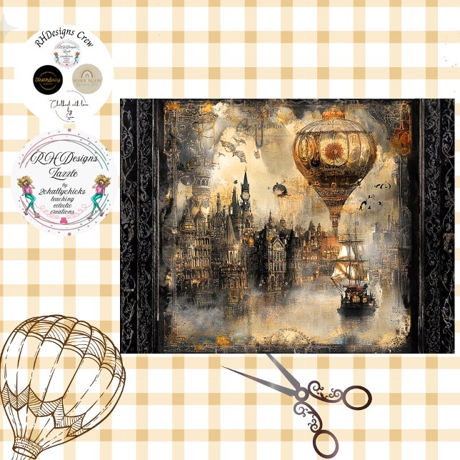 Papel De Seda Decoupage Balão Steampunk Irlanda  (Criador carregado)
