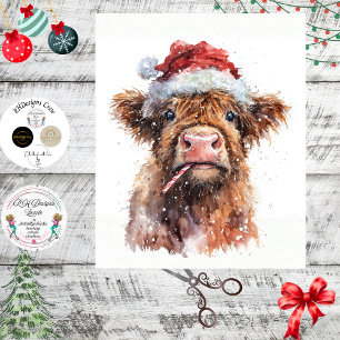 Papel De Seda Decoupage Bezerro Highland Chapéu de Papai Noel Ca
