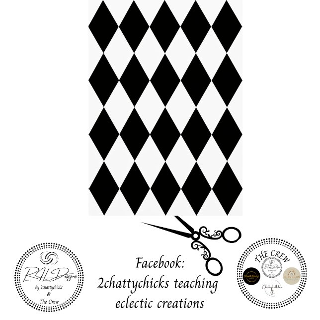 Papel De Seda Decoupage Black White Harlequin Diamond Pattern (Criador carregado)