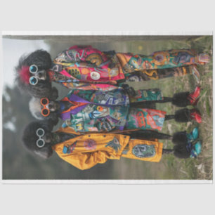 Papel De Seda Decoupage Boho Hippie Poodles Padrão