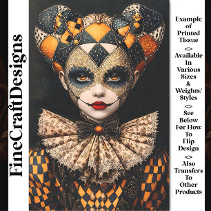 Papel De Seda Decoupage Bold Harlequin Mask Face Paint BU2 do ri