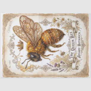 Papel De Seda Decoupage Botânico da Rainha Abelha Joalheria