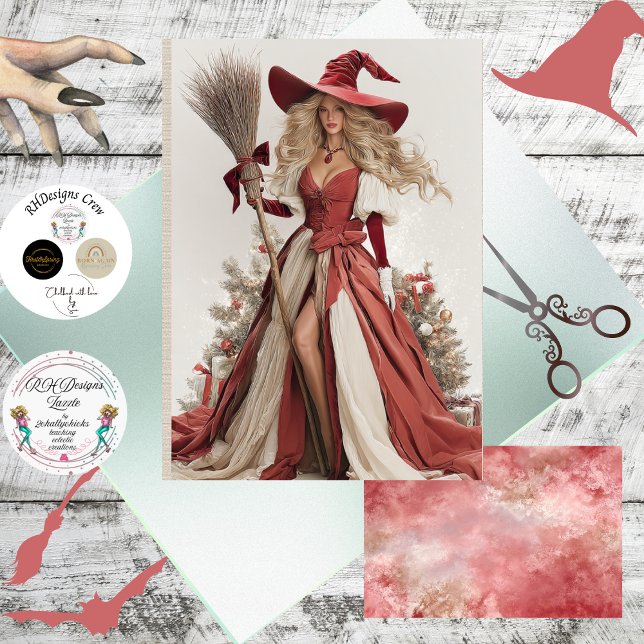 Papel De Seda Decoupage Bruxa Natalina Caprichosa (Criador carregado)