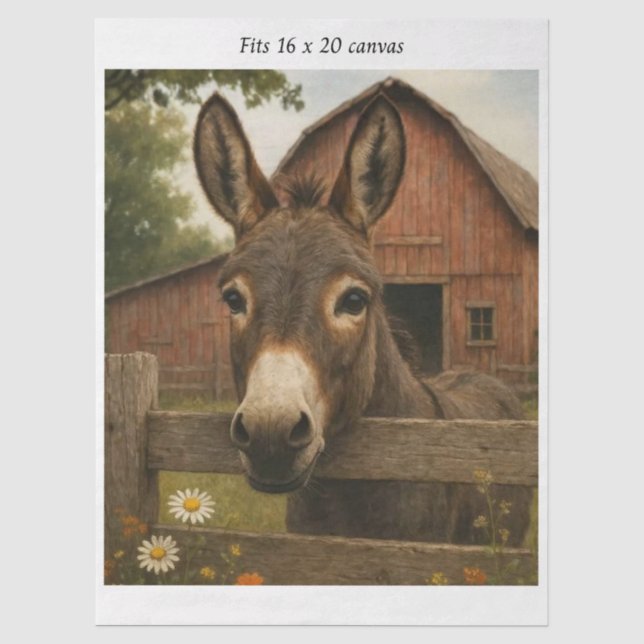 Papel De Seda Decoupage Burro Rústico Celeiro Casa de Fazenda 16 (Frente )