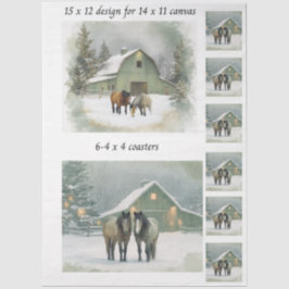 Papel De Seda Decoupage Cabe em Tela 11x14 Cena de Cavalo de Inv