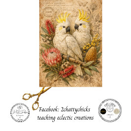 Papel De Seda Decoupage Cacatuas Australianos Botânicos Vintage 