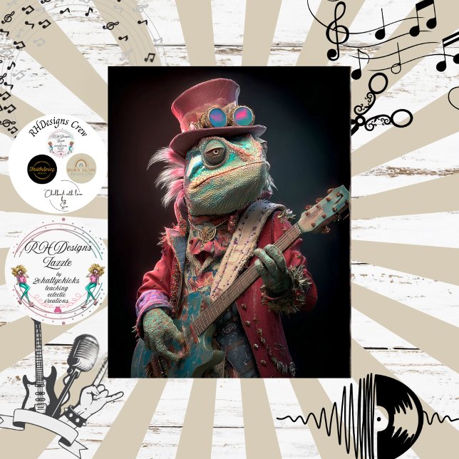 Papel De Seda Decoupage Camaleão Banda Rock Fur Feather Funk (Criador carregado)