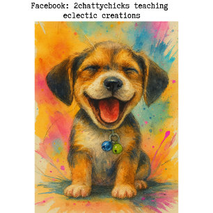 Papel De Seda Decoupage Caprichoso Cachorro Feliz Abstrato