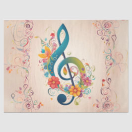 Papel De Seda Decoupage Caprichoso de Clave de Sol