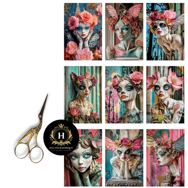 Papel De Seda Decoupage Caprichoso Gótico de Gargula de Paris  (Criador carregado)