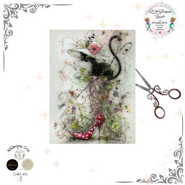 Papel De Seda Decoupage Caprichoso Stiletto de Gato Preto na Pas
