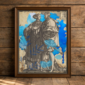 Papel de Seda Decoupage Casal Medieval Vintage Azu