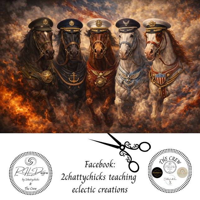 Papel De Seda Decoupage Cavalos Militares de Cinco Ramos America (Criador carregado)