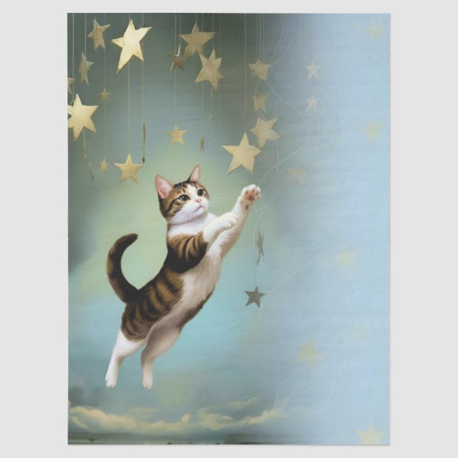 Papel De Seda Decoupage Celestial Kitten (Frente )