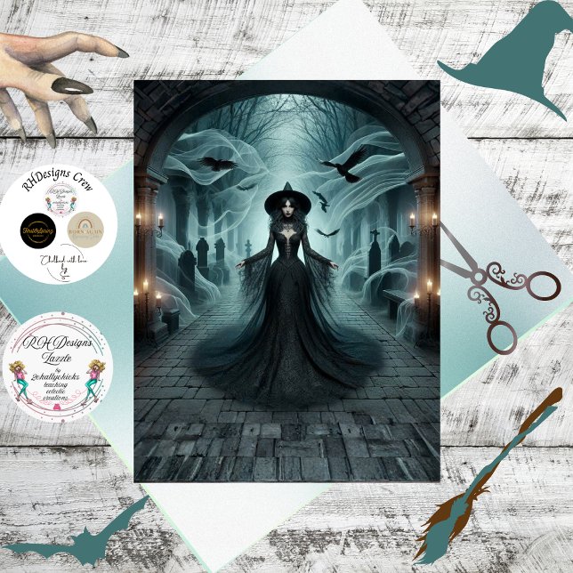 Papel De Seda Decoupage Cemitério de Bruxa Gótica Fantasia  (Criador carregado)