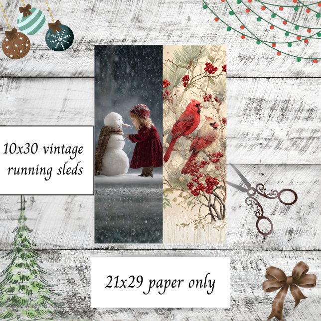 Papel De Seda Decoupage Child Snowman Cardinals Runner Sleds (Criador carregado)