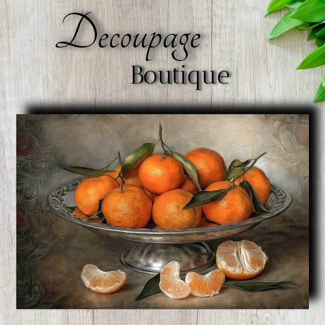 Papel De Seda Decoupage Citrus & Silver (Citrus & Silver Decoupage Tissue Paper)
