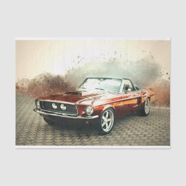 Papel De Seda Decoupage Clássica do Carro Mustang (Frente )