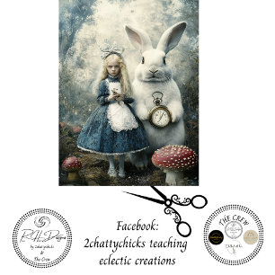 Papel De Seda Decoupage Coelho Branco & Fantasia de Alice no Paí