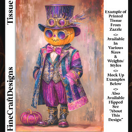Papel De Seda Decoupage Colorida Steampunk Pumpkin Man Art DM8LF