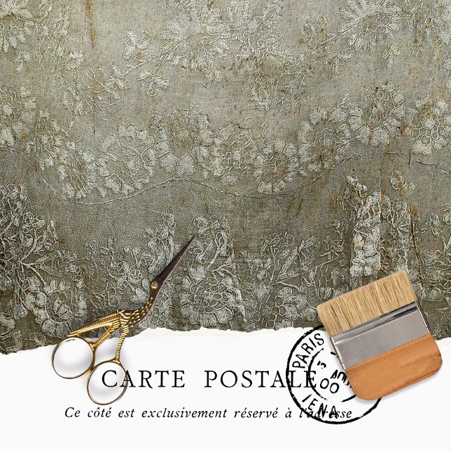 Papel De Seda Decoupage com Textura de Renda Creme Rústica Vinta (Criador carregado)