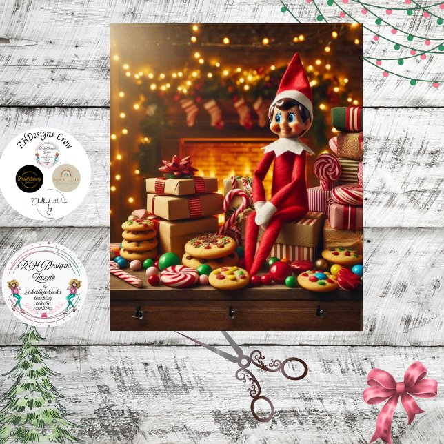 Papel De Seda Decoupage Cookie Table Elf Holiday Mischief (Criador carregado)