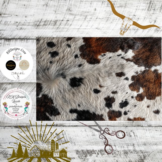Papel De Seda Decoupage Couro de Vaca Rústico Tons Branco Marrom (Criador carregado)