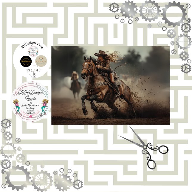 Papel De Seda Decoupage Cowgirl Rodeo Rider (Criador carregado)