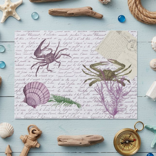 Papel De Seda Decoupage Crab Crustaceano Náutico (Criador carregado)